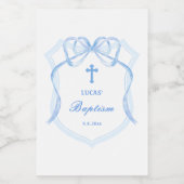 ライトブルーエレガントボークレストバプテスマ ワインラベル (シングルラベル)