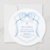 ライトブルーエレガントボークレストバプテスマ 招待状 (正面)