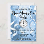 ライトブルーエレガント正午の年のイブパーティー 招待状 (正面)