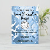 ライトブルーエレガント正午の年のイブパーティー 招待状 (スタンド正面)