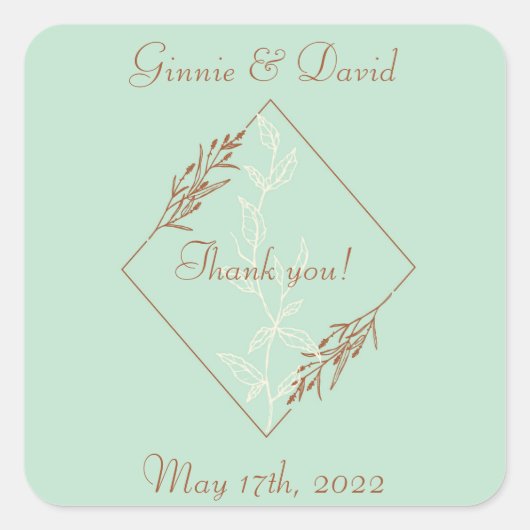 ライトブルーエレガント結婚式用シール スクエアシール (正面)