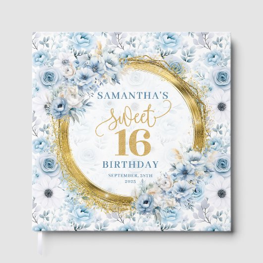 ライトブルーエレガントSweet sixteenゲストブックギフト ゲストブック (正面)