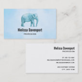 ライトブルーエレファントオンドリームブルーの水彩 名刺 (正面/裏面)