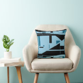 ライトブルーオンブラッククラシックモザイク地中海のラ クッション (椅子)