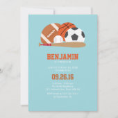 ライトブルーオールスタースポーツバースデーパーティー 招待状 (正面)