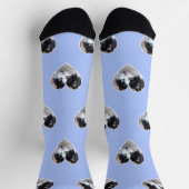 ライトブルーカスタムのクルーにのツキシード猫の写真を ソックス (上部)