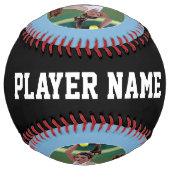 ライトブルーカスタムのプレイヤーの写真の名前と番号 ソフトボール (裏面)