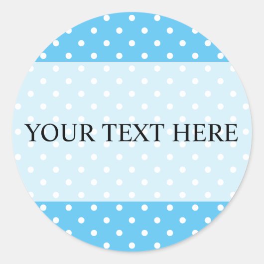 ライトブルーカスタム水玉模様ホワイト ラウンドシール (正面)