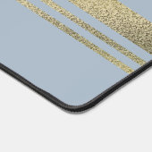 ライトブルーカドゥセウス医用フェイク金箔ストライプ製品 デスクマット (コーナー)