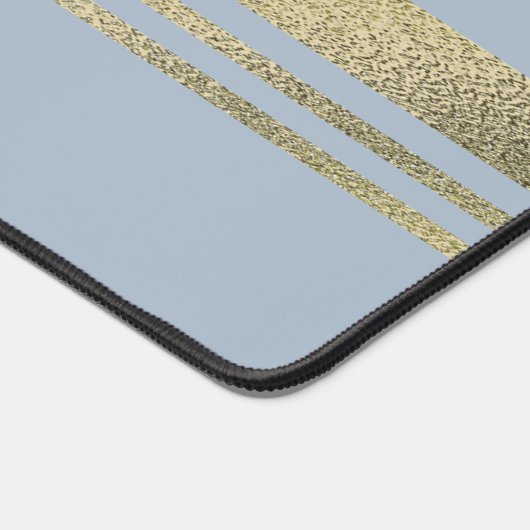 ライトブルーカドゥセウス医用フェイク金箔ストライプ製品 デスクマット (コーナー)