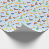 ライトブルーカラフルの可愛いPartyhats ラッピングペーパー (角)