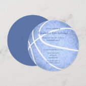 ライトブルーガーリーバスケットボールバースデーパーティー 案内状 (正面/裏面)