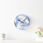 ライトブルーガーリーバレーボールスポーツルーム ラウンド壁時計 (ホーム)