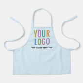 ライトブルーキッズエプロンと学校のロゴ&文字 エプロン (正面)
