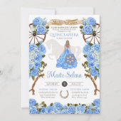 ライトブルーキンセアニェラエレガントバラウエスタンチャラ 招待状 (正面)