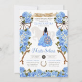 ライトブルーキンセアニェラエレガントバラウエスタンチャラ 招待状 (正面)