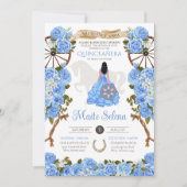 ライトブルーキンセアニェラエレガントバラウエスタンチャラ 招待状 (正面)