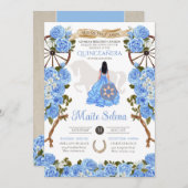 ライトブルーキンセアニェラエレガントバラウエスタンチャラ 招待状 (正面/裏面)