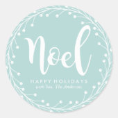 ライトブルークリスマスリース ラウンドシール (正面)