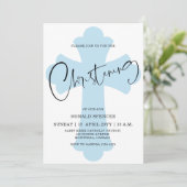 ライトブルークロス《キリスト教》洗礼式や命名式招待 招待状 (スタンド正面)