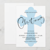 ライトブルークロス《キリスト教》洗礼式や命名式招待 招待状 (正面/裏面)