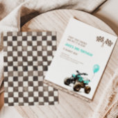 ライトブルークワッドバイク誕生日招待状 招待状