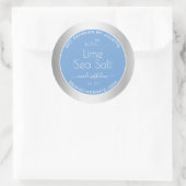 ライトブルークールシルバーエフェクトライム海塩ラベル ラウンドシール (バッグ)