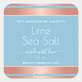 ライトブルークールバラ金ゴールド効果海塩ラベル スクエアシール (正面)