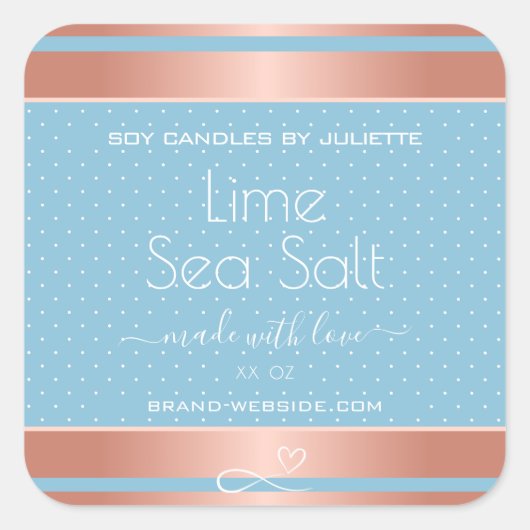 ライトブルークールバラ金ゴールド効果海塩ラベル スクエアシール (正面)