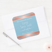 ライトブルークールバラ金ゴールド効果海塩ラベル スクエアシール (封筒)