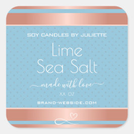 ライトブルークールバラ金ゴールド効果海塩ラベル スクエアシール