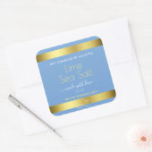 ライトブルークール金ゴールド効果ライム海塩ラベル スクエアシール (封筒)