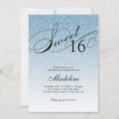 ライトブルーグラムグリッタースウィート16 招待状 (正面)