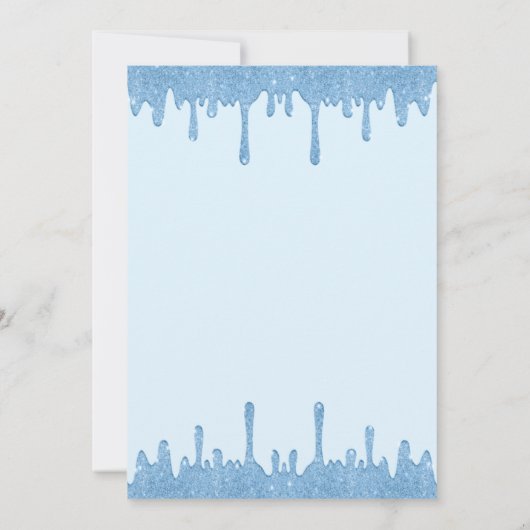 ライトブルーグリッタードリップスドレスガールスウィート16 招待状 (裏面)