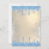 ライトブルーグリッタードリップスドレスガール金ゴールドスウィート16 招待状