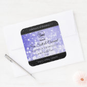 ライトブルーグリッター製品のパッケージロゴラベル スクエアシール (封筒)