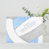 ライトブルーグレーガーリーバレーボール誕生日パーティー 招待状 (スタンド正面)