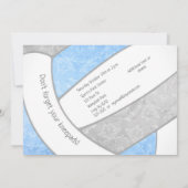 ライトブルーグレーガーリーバレーボール誕生日パーティー 招待状 (裏面)