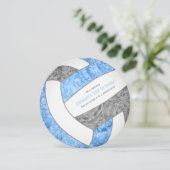 ライトブルーグレーガーリーバレーボール誕生日パーティー 案内状 (スタンド正面)