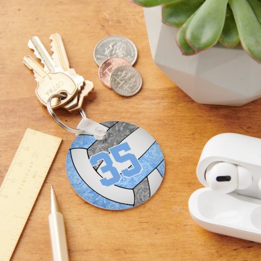 ライトブルーグレーガールズバレーボールクラブ名 キーホルダー (デスク)