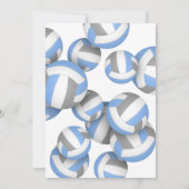 ライトブルーグレーチームカラーキッズバレーボールパーティー 招待状 (裏面)