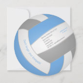 ライトブルーグレーバレーボール誕生日パーティー 案内状 (裏面)