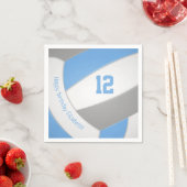 ライトブルーグレーバレーボール選手のハッピーバースデー スタンダードカクテルナプキン (インサイチュ)