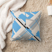 ライトブルーグレーブラックベージュ対角抽象芸術 クッション (ブランケット)