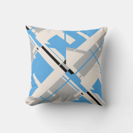 ライトブルーグレーブラックベージュ対角抽象芸術 クッション