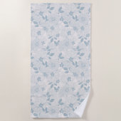 ライトブルーグレーヴィンテージ花パターン ビーチタオル (正面)