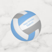 ライトブルーグレー10代の子供用バレーボール誕生日 コンフェッティ (スモール正面)