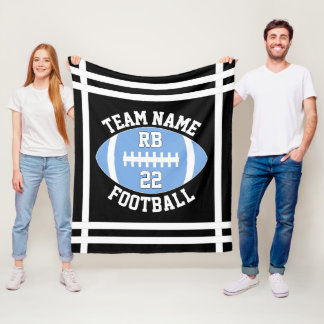 ライトブルーサッカーチーム名とプレイヤー番号 フリースブランケット