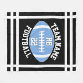 ライトブルーサッカーチーム名とプレイヤー番号 フリースブランケット (正面(横))