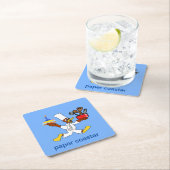 ライトブルーシェフダッキー（アヒルちゃん）カズー紙コースター スクエアペーパーコースター (インサイチュ)